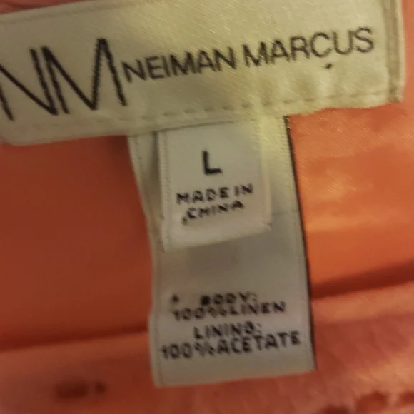 Neiman Marcus Pink Linen Lace Dress - Picture 2 of 2